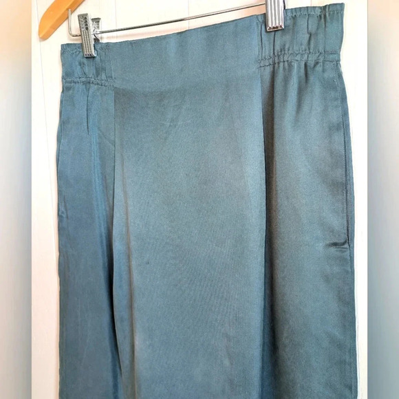 Eileen Fisher Silk Set Teal Blue Blouse and Skirt Small Luxe Minimalist - Picture 5 of 8